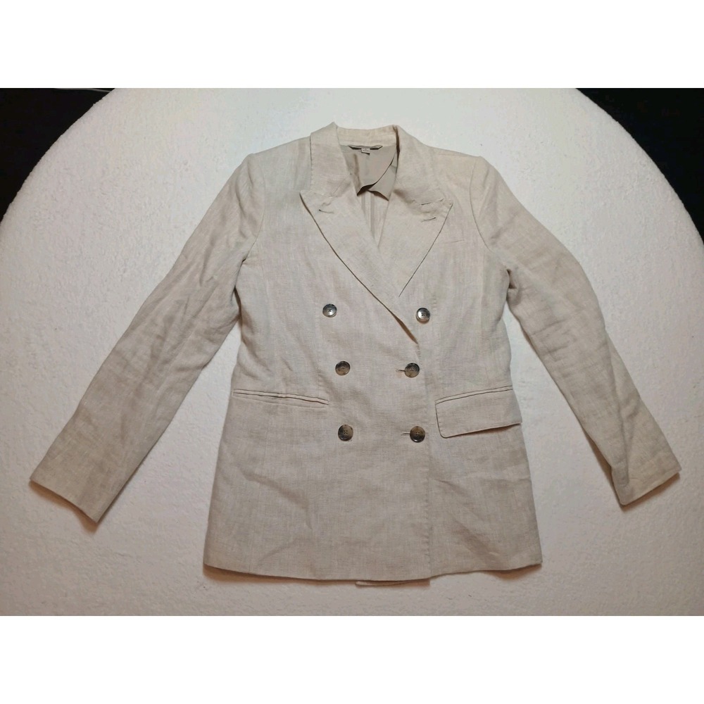 Banana‎ Republic Palma Double Breasted 100% Linen Lagenlook Blazer Size 0